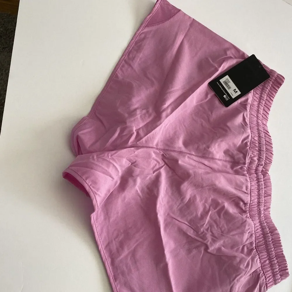 90 Degree Women's Pink Lavender Running‎ Short with Built-In Briefs Gym Sz M New